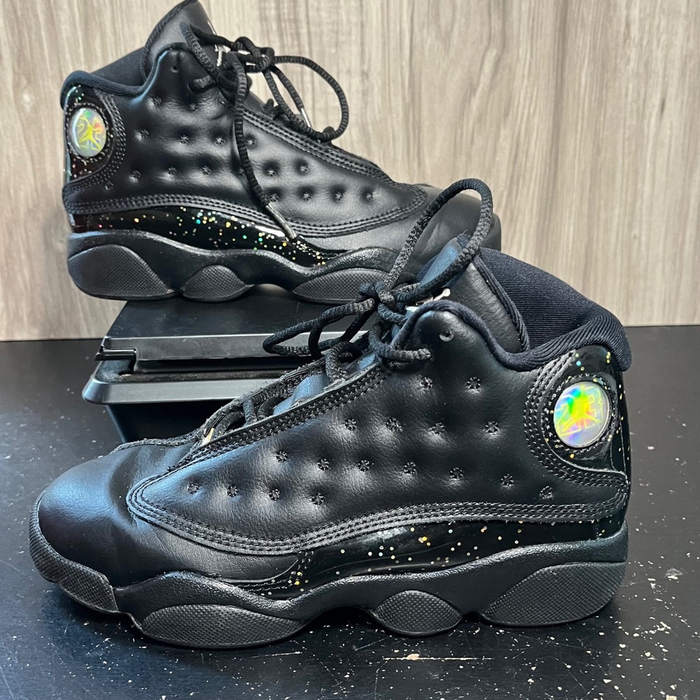 NIKE AIR JORDAN RETRO XIII 13 BLACK GOLD GLITTER DC9444-007 SNEAKERS SIZE 1Y